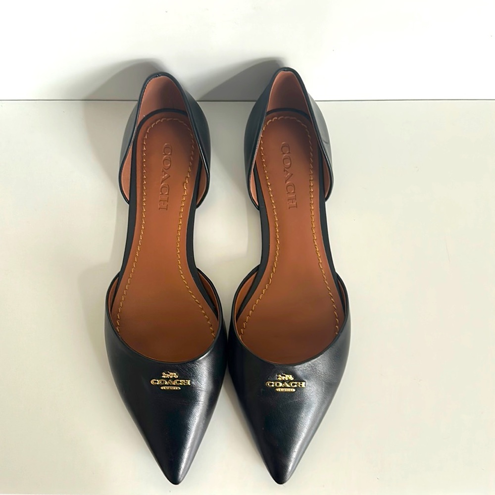 Coach black leather D’orsay flats 7.5